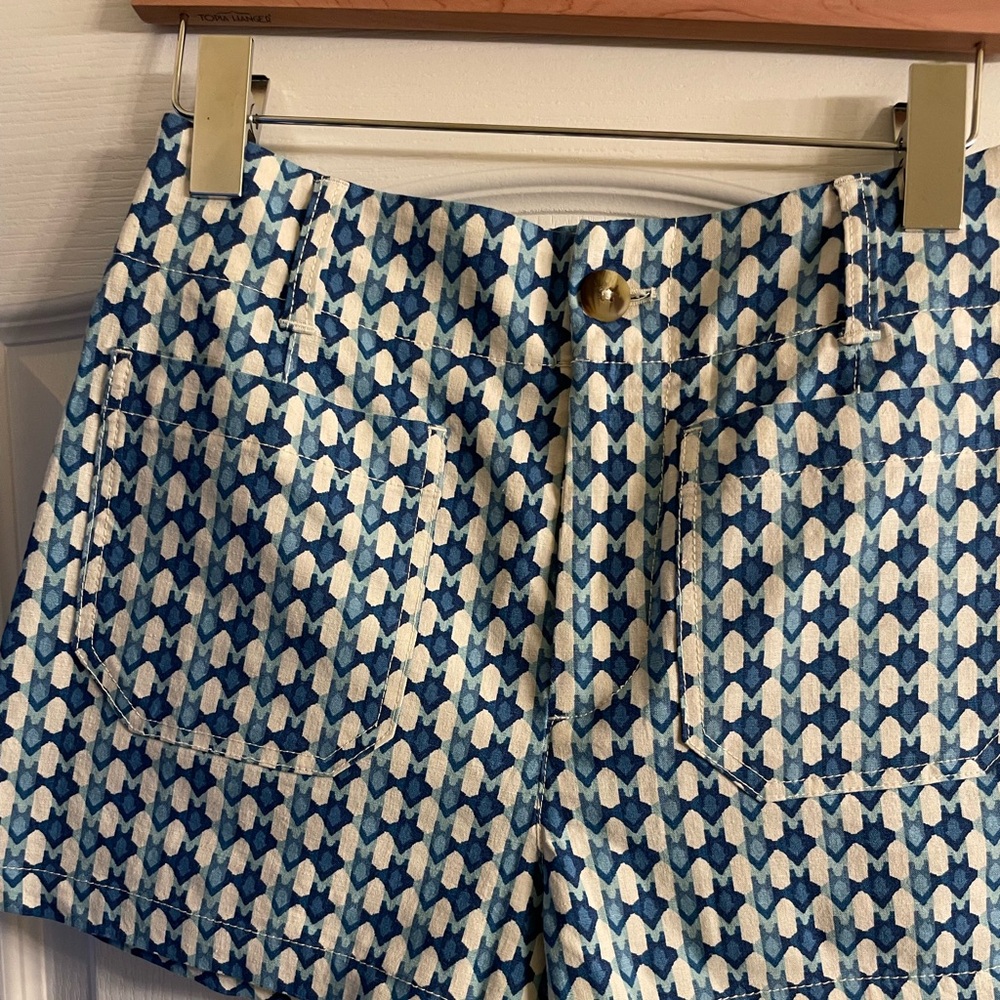 Maeve by Anthropologie Blue and White Patterned Shorts